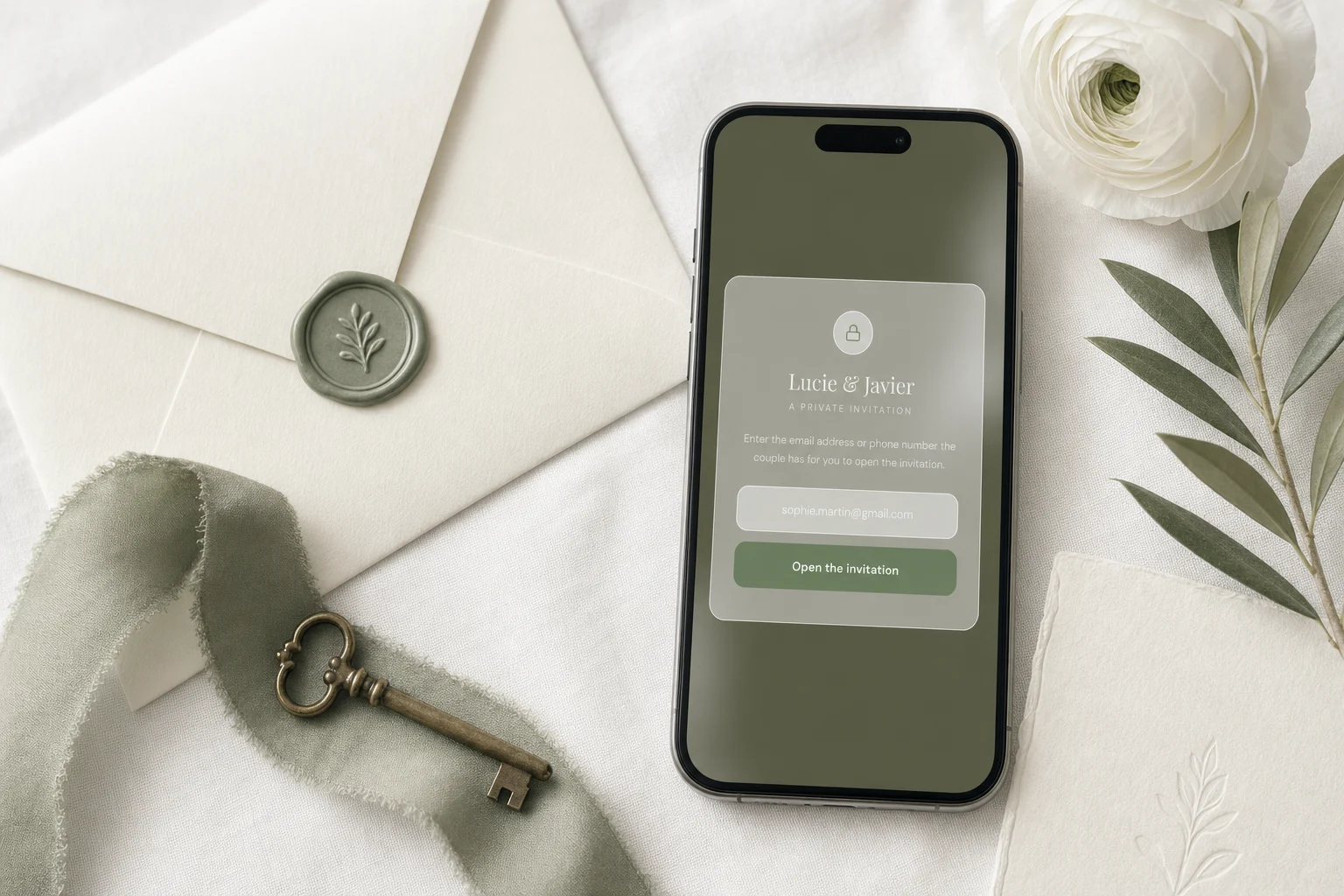 Private wedding website with guest verification - only people on the guest list can open the invitation and RSVP