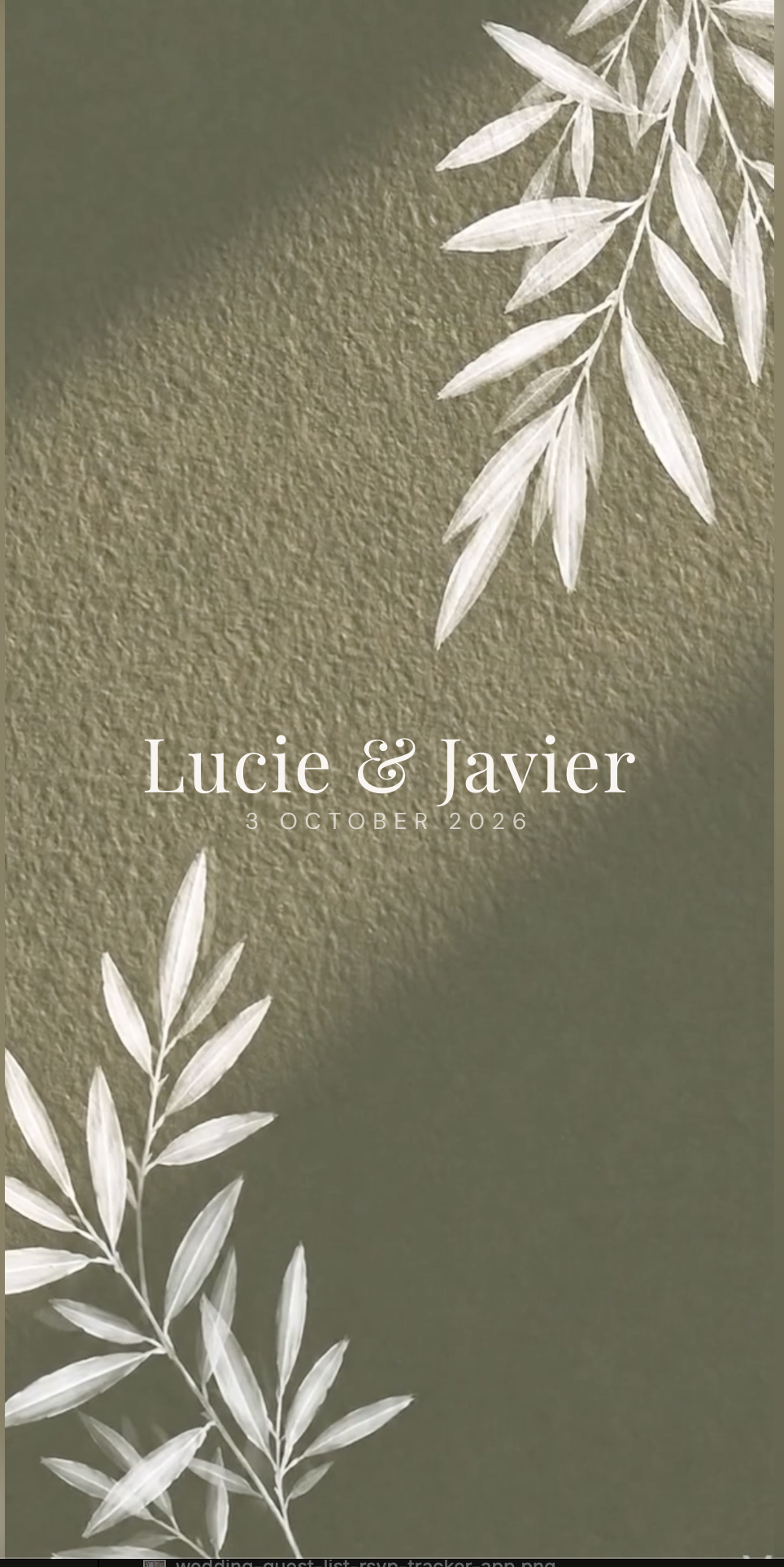 Digital wedding invitation with background music during the cinematic opening